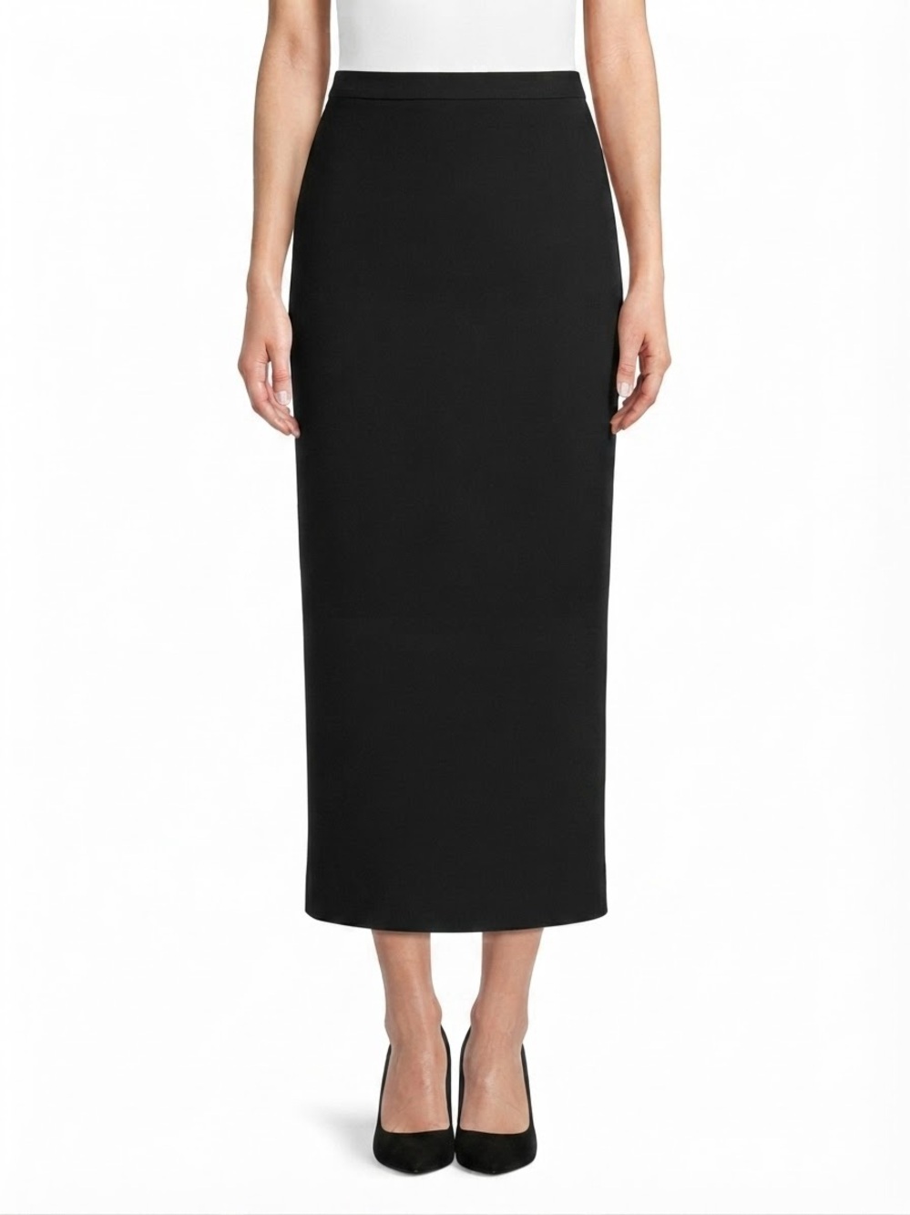 Small Black Long Pencil Maxi Skirt Formal Office Work Stretch Elegant